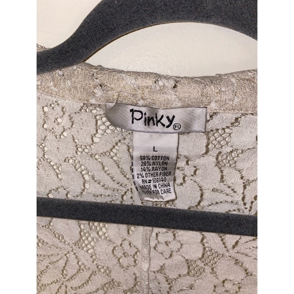 EUC | Pinky | Women’s Boho Style Gold Shimmer Sheer Lace Blazer | Size L - Picture 6 of 6